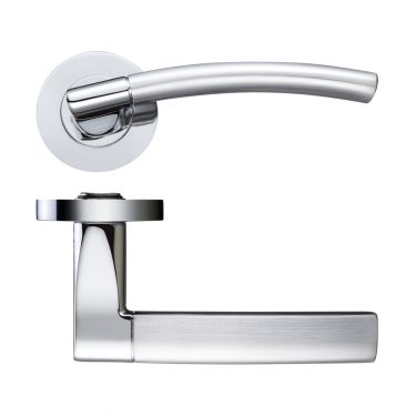 Click Here To Enlarge This Photo Of ZPZ080SCCP - Zoo Hardware Stanza 'Amalfi' Lever Handles on Round Screw on Rose &lpar;Dual Finish&rpar; Satin&sol;Polished Chrome &lpar;Designer Range&rpar;