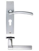 ZPZ081EPSCCP - Zoo Hardware Stanza 'Amalfi' Euro Profile Lock Lever Handles &lpar;47&period;5mm c&sol;c&rpar; on Backplate &lpar;Dual Finish&rpar; Satin&sol;Polished Chrome &lpar;Designer Range&rpar;