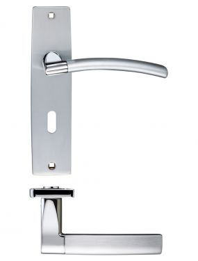 Click Here To Enlarge This Photo Of ZPZ081SCCP - Zoo Hardware Stanza 'Amalfi' Lock Lever Handles &lpar;57mm c&sol;c&rpar; on Backplate &lpar;180mm x 43mm&rpar; &lpar;Dual Finish&rpar; Satin&sol;Polished Chrome &lpar;Designer Range&rpar;