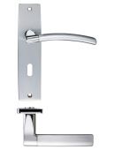 ZPZ081SCCP - Zoo Hardware Stanza 'Amalfi' Lock Lever Handles &lpar;57mm c&sol;c&rpar; on Backplate &lpar;180mm x 43mm&rpar; &lpar;Dual Finish&rpar; Satin&sol;Polished Chrome &lpar;Designer Range&rpar;