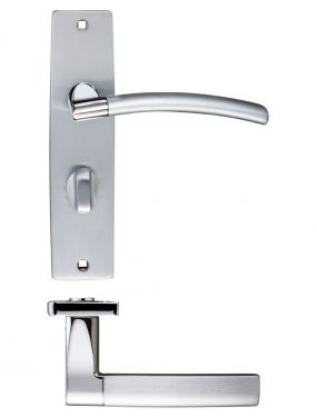 Click Here To Enlarge This Photo Of ZPZ083SCCP - Zoo Hardware Stanza 'Amalfi' Bathroom Lever Handles &lpar;57mm c&sol;c&rpar; on Backplate &lpar;180mm x 43mm&rpar; &lpar;Dual Finish&rpar; Satin&sol;Polished Chrome &lpar;Designer Range&rpar;