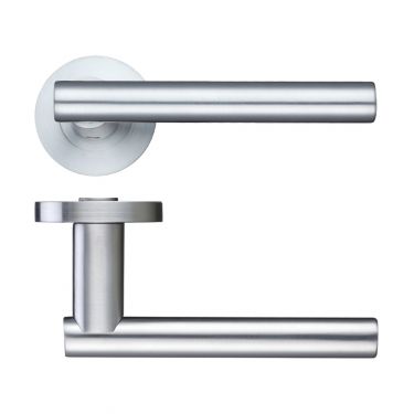 Click Here To Enlarge This Photo Of ZPZ090SC - Zoo Hardware Stanza 'Lucca' Lever Handles on Round Screw on Rose - Satin Chrome &lpar;Designer Range&rpar;