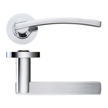 Click Here To Enlarge This Photo Of ZPZ100SCCP - Zoo Hardware Stanza 'Adria' Lever Handles on Round Screw on Rose &lpar;Dual Finish&rpar; Satin&sol;Polished Chrome &lpar;Designer Range&rpar;