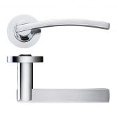 ZPZ100SCCP - Zoo Hardware Stanza 'Adria' Lever Handles on Round Screw on Rose &lpar;Dual Finish&rpar; Satin&sol;Polished Chrome &lpar;Designer Range&rpar;