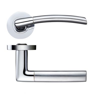 Click Here To Enlarge This Photo Of ZPZ140SCCP - Zoo Hardware Stanza 'Olympus' Lever on Round Screw on Rose &lpar;Dual Finish&rpar; Satin&sol;Polished Chrome &lpar;Designer Range&rpar;