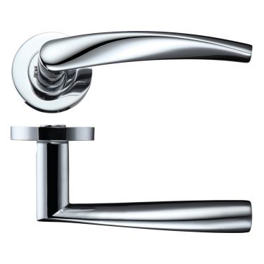 Click Here To Enlarge This Photo Of ZPZ210CP - Zoo Hardware Stanza 'Vesta' Lever Handles on Round Screw on Rose - Polished Chrome &lpar;Designer Range&rpar;