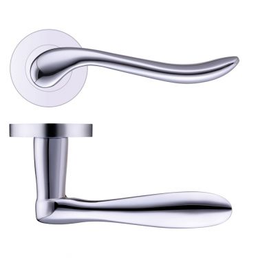 Click Here To Enlarge This Photo Of ZPZ240CP - Zoo Hardware Stanza 'Lincoln' Lever Handles on Round Screw on Rose - Polished Chrome &lpar;Designer Range&rpar;