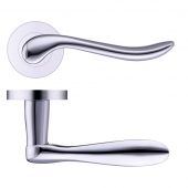 ZPZ240CP - Zoo Hardware Stanza 'Lincoln' Lever Handles on Round Screw on Rose - Polished Chrome &lpar;Designer Range&rpar;