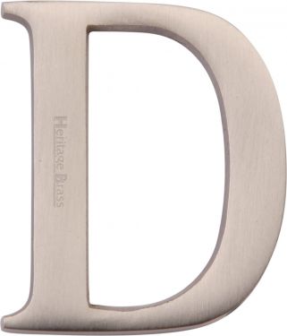 Click Here To Enlarge This Photo Of C1565 2 D-SN Heritage Brass Alphabet D Pin Fix 51mm &lpar;2"&rpar; Satin Nickel Finish