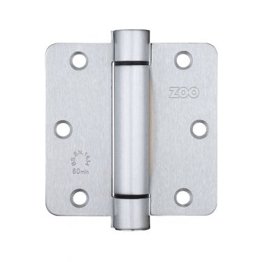 Click Here To Enlarge This Photo Of ZSHPSC - Zoo Hardware Single Action Spring Hinge Pack &lpar;Radius&rpar; - 89 x 87 x 2mm - Satin Chrome &lpar;Contains 2 Sprung and 1 Unsprung Hinge&rpar;