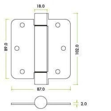 Click Here To Enlarge This Photo Of ZSHPSC - Zoo Hardware Single Action Spring Hinge Pack &lpar;Radius&rpar; - 89 x 87 x 2mm - Satin Chrome &lpar;Contains 2 Sprung and 1 Unsprung Hinge&rpar;