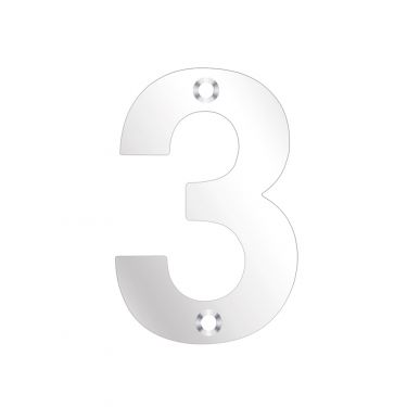 Click Here To Enlarge This Photo Of ZSN03APS - Zoo Hardware Numeral &lpar;No 3&rpar; 75mm Polished Stainless