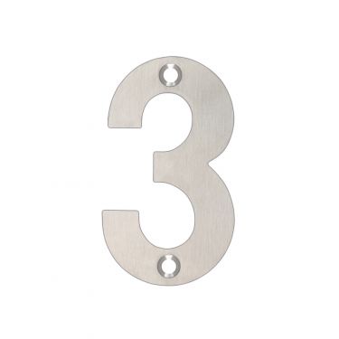 Click Here To Enlarge This Photo Of ZSN03ASS - Zoo Hardware Numeral &lpar;No 3&rpar; 75mm Satin Stainless Steel