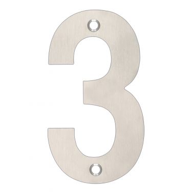 Click Here To Enlarge This Photo Of ZSN03BSS - Zoo Hardware Numeral &lpar;No 3&rpar; 102mm Satin Stainless Steel