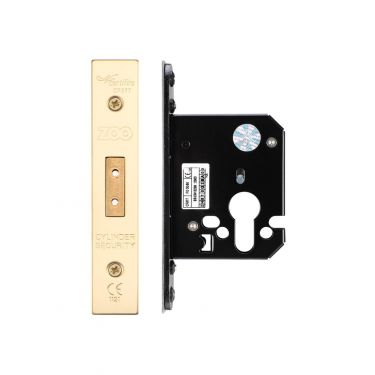 Click Here To Enlarge This Photo Of ZUKD64EPPVD - Zoo Hardware Architectural Heavy Duty Euro Profile Deadlock 64mm &lpar;45mm backset&rpar; PVD Stainless Brass