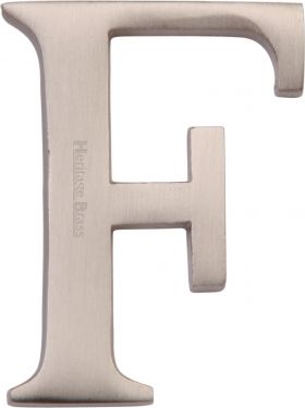 Click Here To Enlarge This Photo Of C1565 2 F-SN Heritage Brass Alphabet F Pin Fix 51mm &lpar;2"&rpar; Satin Nickel Finish