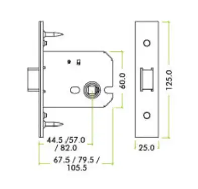Click Here To Enlarge This Photo Of ZUKF64SS - Zoo Hardware Architectural Heavy Duty Flat latch 64mm &lpar;45mm backset&rpar; Satin Stainless Steel