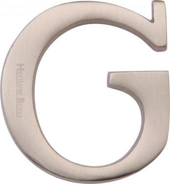 Click Here To Enlarge This Photo Of C1565 2 G-SN Heritage Brass Alphabet G Pin Fix 51mm &lpar;2"&rpar; Satin Nickel Finish
