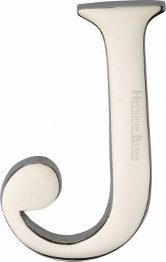 Click Here To Enlarge This Photo Of C1565 2 J-PNF Heritage Brass Alphabet J Pin Fix 51mm &lpar;2"&rpar; Polished Nickel Finish
