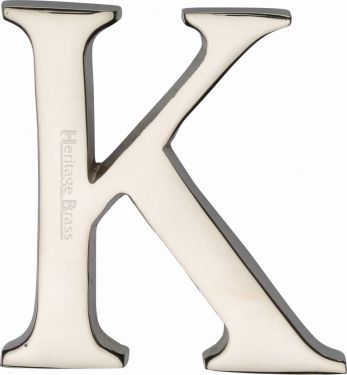 Click Here To Enlarge This Photo Of C1565 2 K-PNF Heritage Brass Alphabet K Pin Fix 51mm &lpar;2"&rpar; Polished Nickel Finish