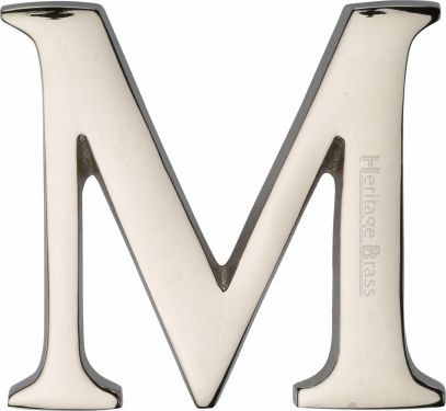 Click Here To Enlarge This Photo Of C1565 2 M-PNF Heritage Brass Alphabet M Pin Fix 51mm &lpar;2"&rpar; Polished Nickel Finish