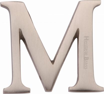 Click Here To Enlarge This Photo Of C1565 2 M-SN Heritage Brass Alphabet M Pin Fix 51mm &lpar;2"&rpar; Satin Nickel Finish