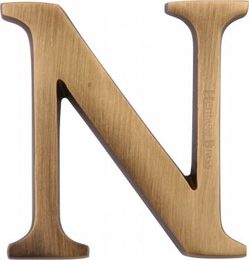 Click Here To Enlarge This Photo Of C1565 2 N-AT Heritage Brass Alphabet N Pin Fix 51mm &lpar;2"&rpar; Antique Brass Finish