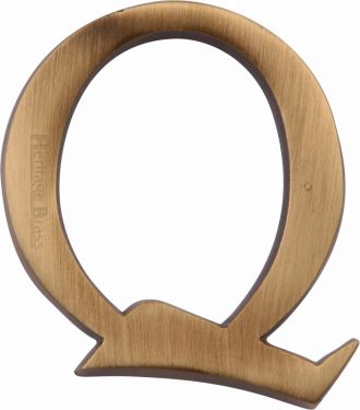Click Here To Enlarge This Photo Of C1565 2 Q-AT Heritage Brass Alphabet Q Pin Fix 51mm &lpar;2"&rpar; Antique Brass Finish