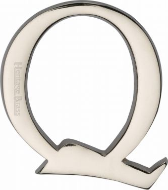 Click Here To Enlarge This Photo Of C1565 2 Q-PNF Heritage Brass Alphabet Q Pin Fix 51mm &lpar;2"&rpar; Polished Nickel Finish