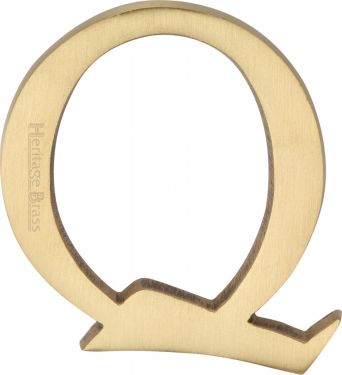 Click Here To Enlarge This Photo Of C1565 2 Q-SB Heritage Brass Alphabet Q Pin Fix 51mm &lpar;2"&rpar; Satin Brass Finish