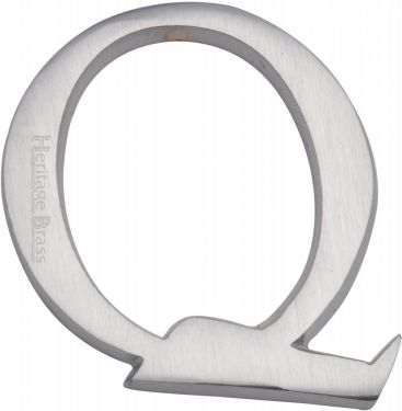 Click Here To Enlarge This Photo Of C1565 2 Q-SC Heritage Brass Alphabet Q Pin Fix 51mm &lpar;2"&rpar; Satin Chrome Finish