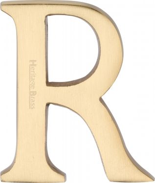 Click Here To Enlarge This Photo Of C1565 2 R-SB Heritage Brass Alphabet R Pin Fix 51mm &lpar;2"&rpar; Satin Brass Finish