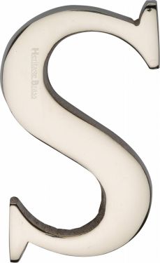 Click Here To Enlarge This Photo Of C1565 2 S-PNF Heritage Brass Alphabet S Pin Fix 51mm &lpar;2"&rpar; Polished Nickel Finish