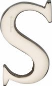 C1565 2 S-PNF Heritage Brass Alphabet S Pin Fix 51mm &lpar;2"&rpar; Polished Nickel Finish