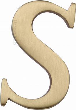 Click Here To Enlarge This Photo Of C1565 2 S-SB Heritage Brass Alphabet S Pin Fix 51mm &lpar;2"&rpar; Satin Brass Finish