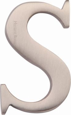 Click Here To Enlarge This Photo Of C1565 2 S-SN Heritage Brass Alphabet S Pin Fix 51mm &lpar;2"&rpar; Satin Nickel Finish
