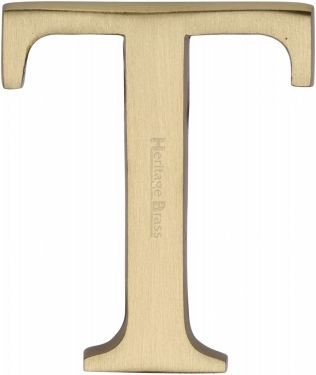 Click Here To Enlarge This Photo Of C1565 2 T-SB Heritage Brass Alphabet T Pin Fix 51mm &lpar;2"&rpar; Satin Brass Finish