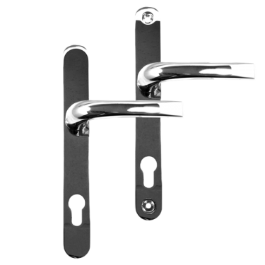 Click Here To Enlarge This Photo Of AS10496 - Asec Polished Chrome Espagnolette Handles - 92&sol;62mm Centres - 210mm Screw Centres - 240mm Backplate