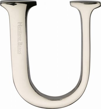 Click Here To Enlarge This Photo Of C1565 2 U-PNF Heritage Brass Alphabet U Pin Fix 51mm &lpar;2"&rpar; Polished Nickel Finish
