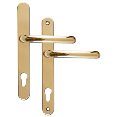 Click Here To Enlarge This Photo Of L18430 - Fab & Fix Polished Brass Espagnolette Handles - 92mm Centres - 211mm Screw Centres - 243mm Backplate