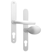 L18439 - Fullex White Espagnolette Handles - 68mm Centres - 215mm Screw Centres - 244mm Backplate