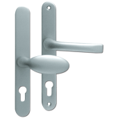 L18445 - MILA Polished Chrome Espagnolette Handles - 92&sol;62mm Centres - 211mm Screw Centres - 240mm Backplate
