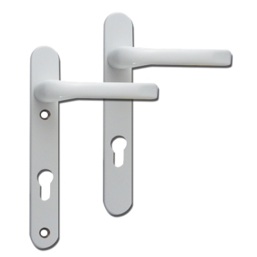 Click Here To Enlarge This Photo Of L18450 - MILA White Espagnolette Handles - 92mm Centres - 122mm Screw Centres - 220mm Backplate