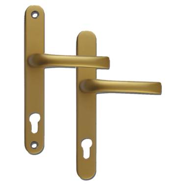 Click Here To Enlarge This Photo Of L18455 - MILA Gold Espagnolette Handles - 92mm Centres - 211mm Screw Centres - 240mm Backplate