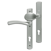 L18463 - WINKHAUS Silver Espagnolette Handles L&sol;H - 92mm Centres - 214mm Screw Centres - 260mm Backplate