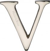 C1565 2 V-PNF Heritage Brass Alphabet V Pin Fix 51mm &lpar;2"&rpar; Polished Nickel Finish