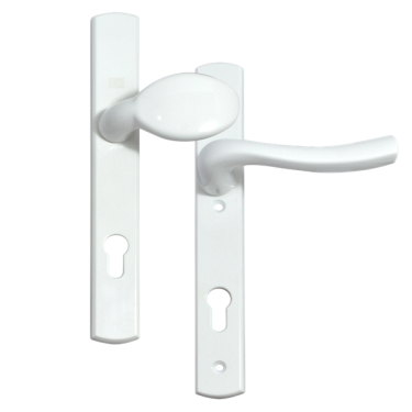 Click Here To Enlarge This Photo Of L18468 - WINKHAUS White Espagnolette Handles R&sol;H - 92mm Centres - 214mm Screw Centres - 260mm Backplate