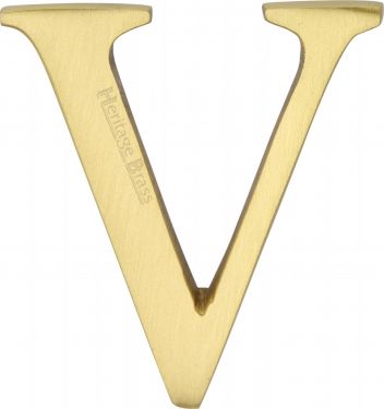 Click Here To Enlarge This Photo Of C1565 2 V-SB Heritage Brass Alphabet V Pin Fix 51mm &lpar;2"&rpar; Satin Brass Finish