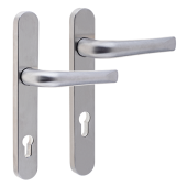 L24929 - MILA Satin Stainless Steel Espagnolette Handles - 92&sol;62mm Centres - 210mm Screw Centres - 240mm Backplate