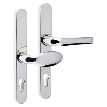 Click Here To Enlarge This Photo Of L24930 - MILA Polished Stainless Steel Espagnolette Handles - 92&sol;62mm Centres - 210mm Screw Centres - 240mm Backplate